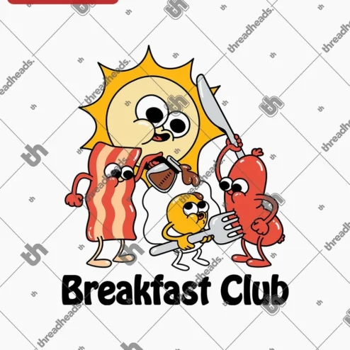 Breakfast Club Tee Retro Cartoon Food Graphic Shirt for Men Women