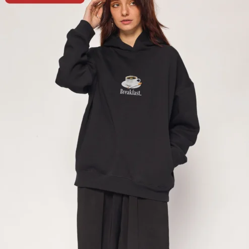 Breakfast Coffee and Cigarettes Hoodie Dark Humor Sarcastic Graphic Sweatshirt for Women Men