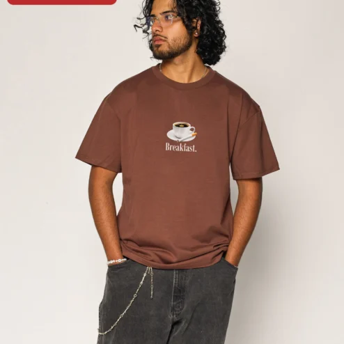 Breakfast Coffee Lover Graphic Tee Funny Morning Routine Shirt for Women Men on a hanger, ready to ship from Chicago, Illinois