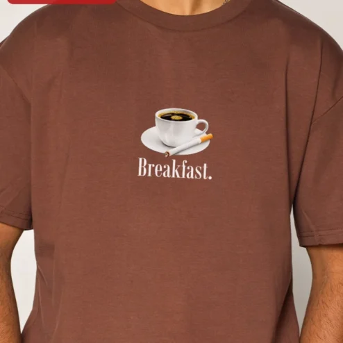 Customer in Chicago, Illinois wearing Breakfast Coffee Lover Graphic Tee Funny Morning Routine Shirt for Women Men