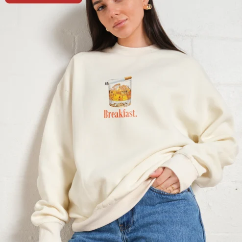 Breakfast Funny Whiskey Drink Crewneck Sweatshirt for Adults