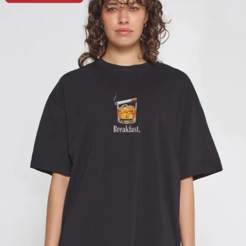 Breakfast. Whiskey and Cigarette Graphic Tee for Adults