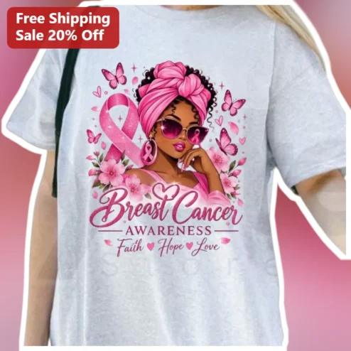 Breast Cancer Awareness Faith Hope Love Tee Pink Ribbon Survivor Gift for Women