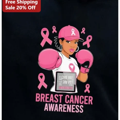 Breast Cancer Awareness Tee Pink Ribbon Fighter Boxing Gift for Women