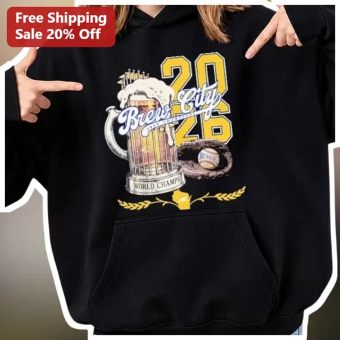 Brew City World Champs Hoodie Milwaukee Brewers Baseball Fan Vintage Sports Apparel Gift