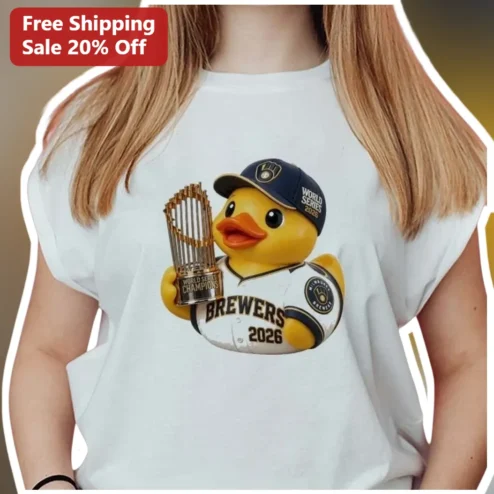 Brewers 2026 World Series Champions Funny Rubber Duck Graphic Tee for Milwaukee Baseball Fans