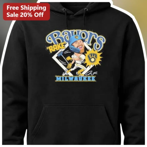 Brewers RAKE Milwaukee Hoodie Rowdy Tellez Baseball Fan Gift Unisex Black Pullover