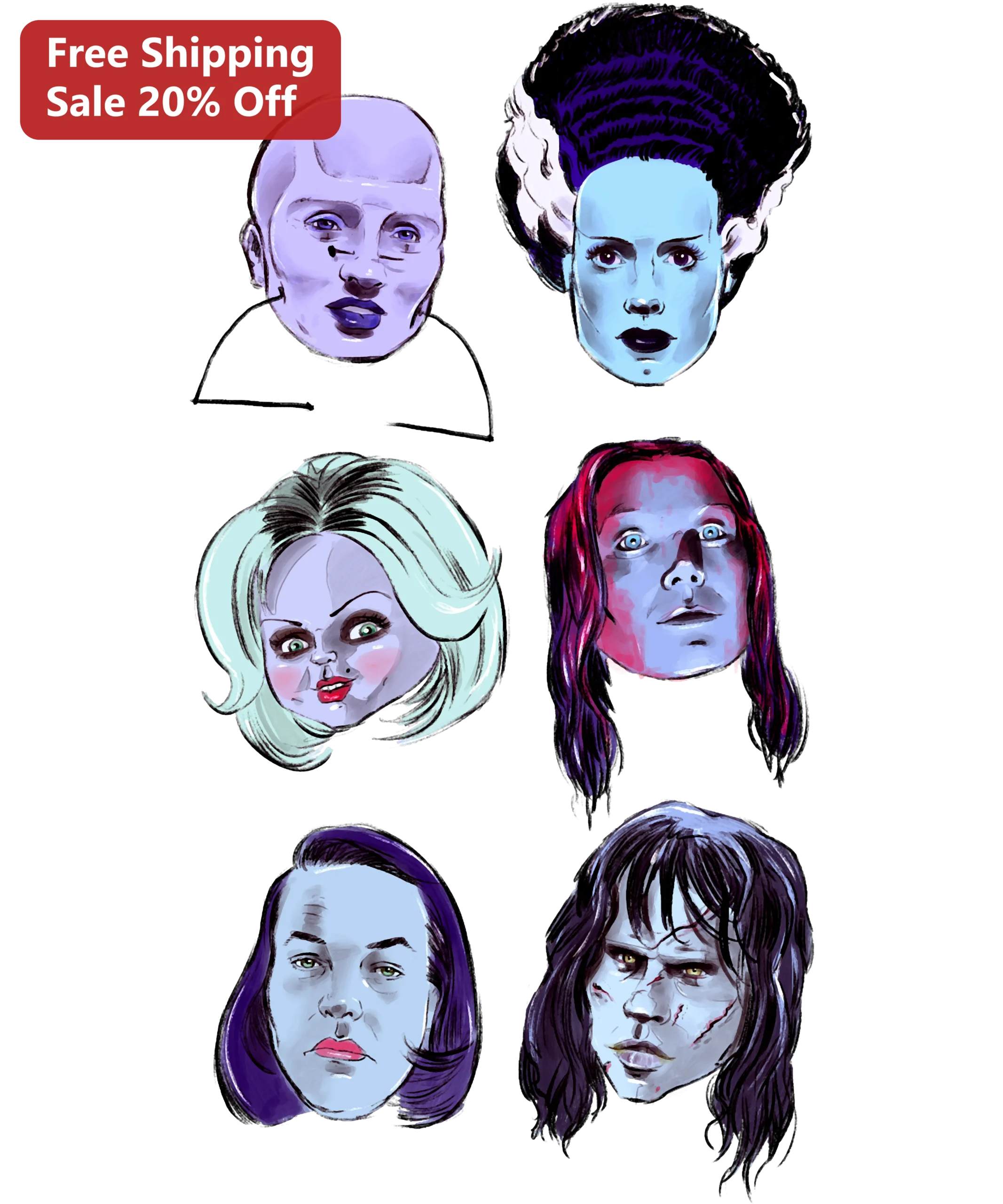 Bride of Frankenstein Poster Horror Femmes Art Print Gothic Wall Decor