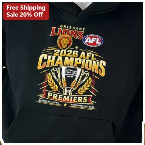 Brisbane Lions 2026 AFL Champions Premiers Hoodie available at our Chicago, Illinois warehouse