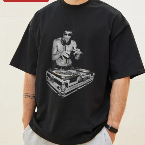 Bruce Lee DJ Tee Retro Martial Arts Legend Graphic T-Shirt for Men Women