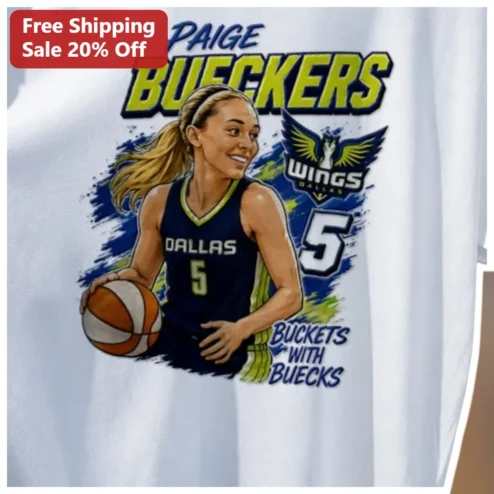 Buckets With Buecks Paige Bueckers Dallas Wings Basketball Fan Tee