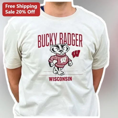 Bucky Badger Wisconsin Vintage Collegiate Tee UW Madison Alumni Gift available at our Chicago, Illinois warehouse