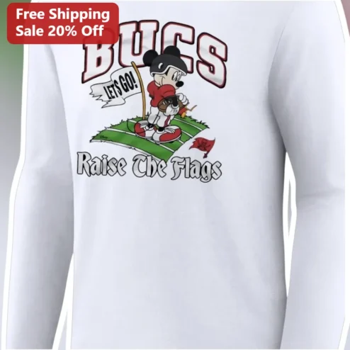 BUCS Let's Go Raise The Flags Mickey Mouse Long Sleeve Tee Tampa Bay Buccaneers Fan Shirt