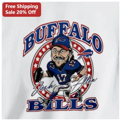 Buffalo Bills Josh Allen Signature Caricature Tee NFL Fan Gameday Shirt