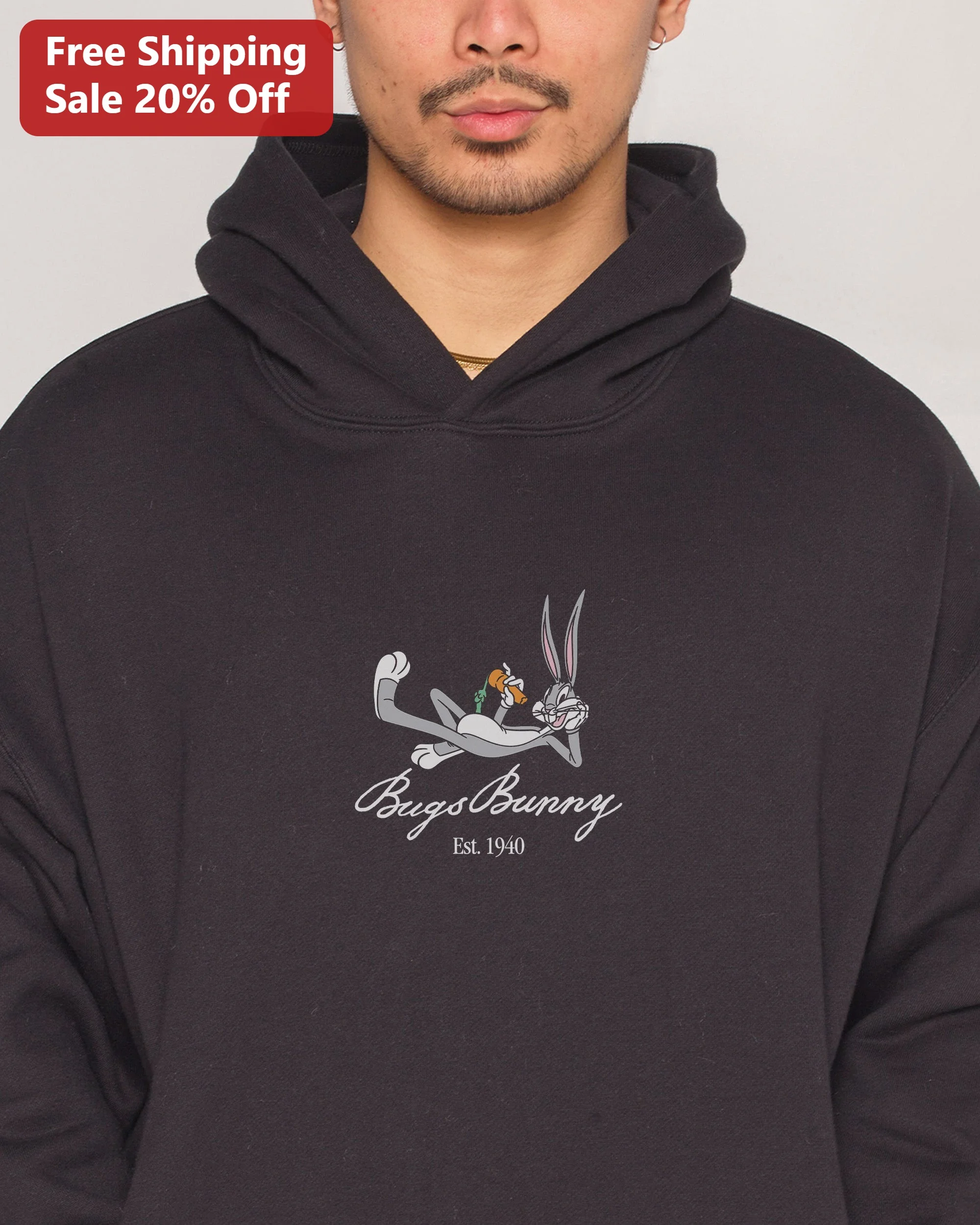 Bugs Bunny Est. 1940 Hoodie Vintage Looney Tunes A Wild Hare Cartoon Character Sweatshirt