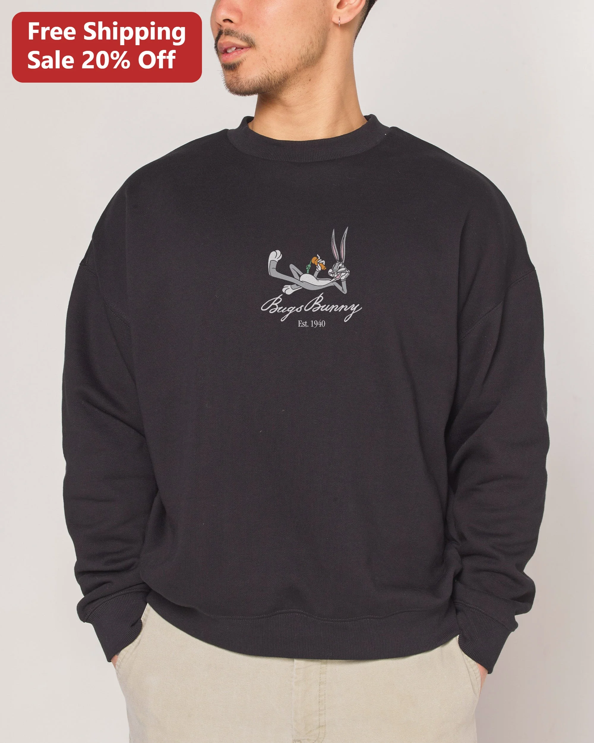 Bugs Bunny Est. 1940 Sweatshirt Retro Looney Tunes Cartoon Character Crewneck