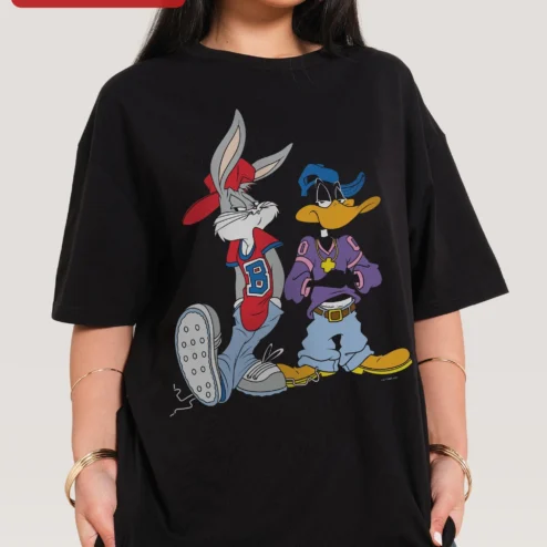 Bugs Bunny Tee Looney Tunes Daffy Duck 90s Hip Hop Streetwear Graphic Shirt
