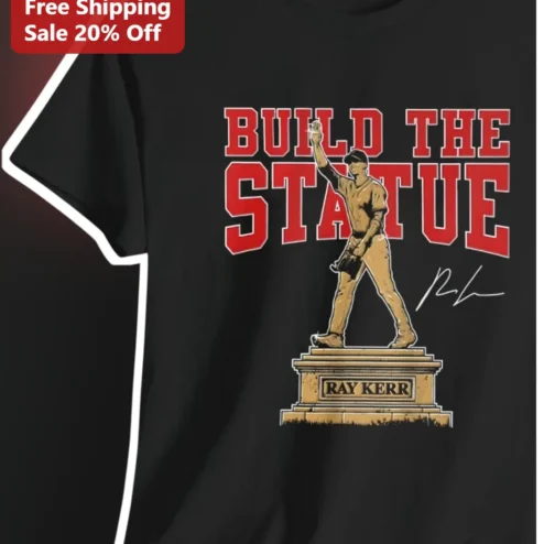 Build The Statue Ray Kerr Signature Baseball Player Tee Black Cotton Graphic Shirt
