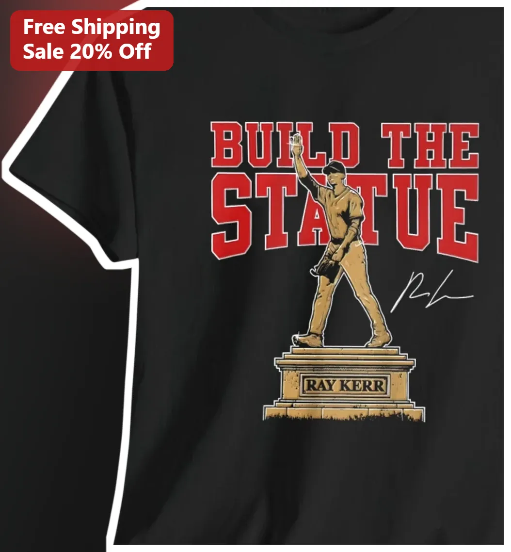 Build The Statue Ray Kerr Signature Baseball Player Tee Black Cotton Graphic Shirt