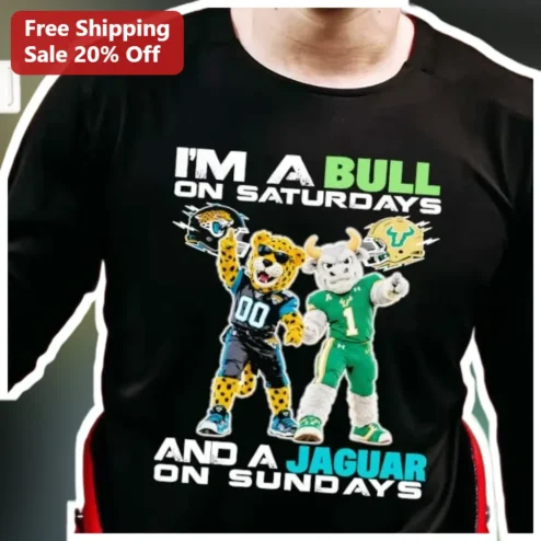 Bull On Saturdays Jaguar On Sundays Long Sleeve Shirt Funny NFL Fan Gift