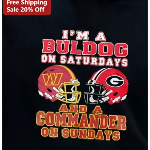 Bulldog Saturdays Commander Sundays Tee Georgia Bulldogs Washington Commanders Football Fan Gift