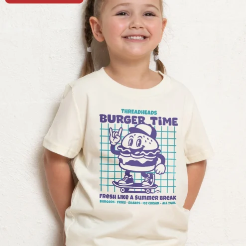 Burger Time Fresh Like A Summer Break Retro Arcade Game Kids Graphic Tee