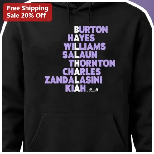 Burton Hayes Williams Salaun Thornton Charles Zandalasini Kiah Hoodie University of Michigan Women's Basketball Team Roster Fan Apparel