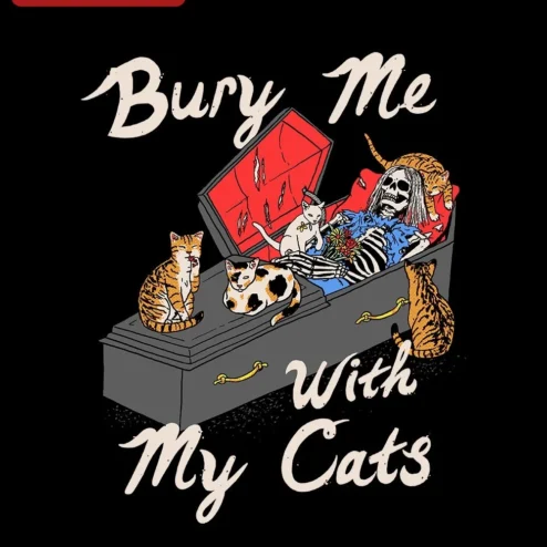 Bury Me With My Cats Tee Funny Skeleton Cat Lover Graphic T-Shirt Gift for Women Men Halloween