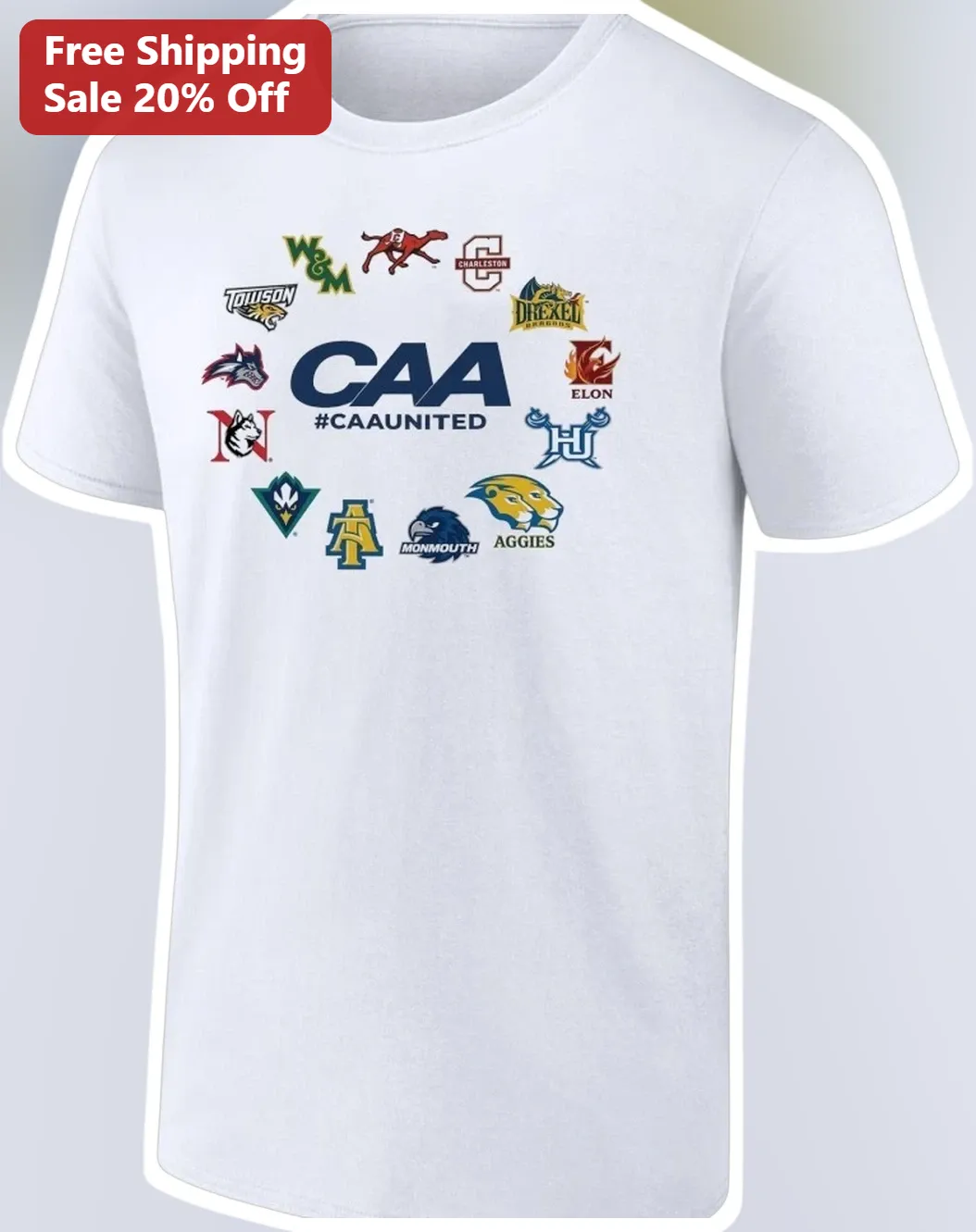 CAA CAAUnited Tee Coastal Athletic Association Member Teams Logo Graphic T-Shirt