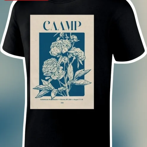 CAAMP Tee Vintage Concert Poster Floral Botanical Line Art Indie Folk Band Merch Gift for Women Men