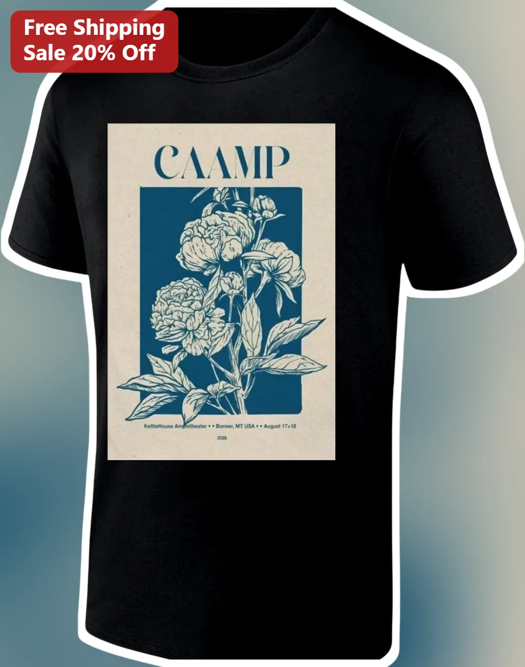 CAAMP Tee Vintage Concert Poster Floral Botanical Line Art Indie Folk Band Merch Gift for Women Men