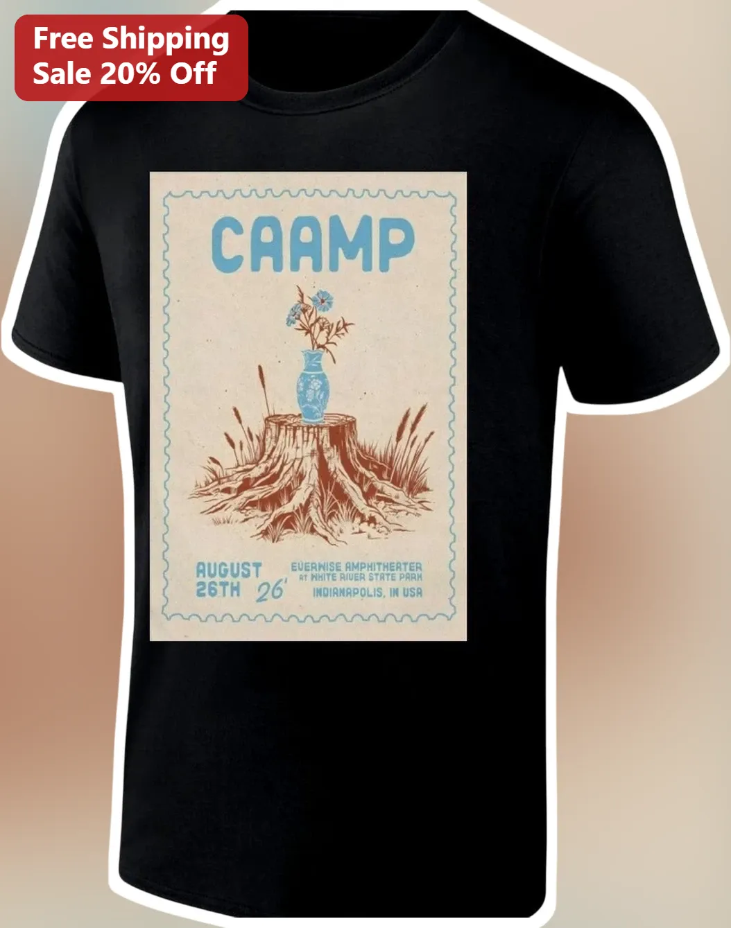 CAAMP Vintage Concert Poster Tee Indie Folk Band Merch Tour Souvenir Shirt