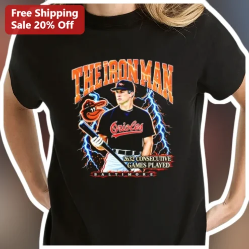 Cal Ripken Jr The Iron Man Consecutive Games Baltimore Orioles Tee