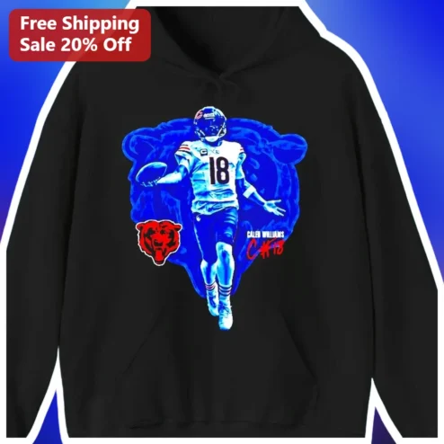 Caleb Williams Chicago Bears Vintage Graphic Pullover Hoodie NFL Fan Gear available at our Chicago, Illinois warehouse