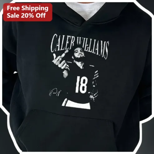 Caleb Williams Hoodie Chicago Bears Number 18 Vintage Distressed Graphic Pullover for NFL Fans