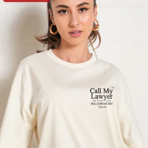 Call My Lawyer See You In Court DIAL IDGAF Funny Graphic Tee on a hanger, ready to ship from Chicago, Illinois