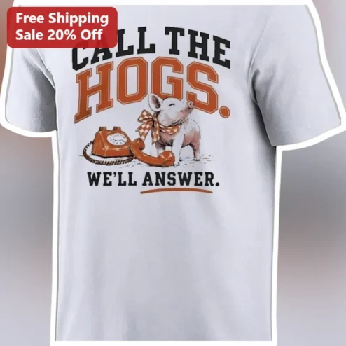 Call The Hogs We'll Answer Vintage Pig Rotary Phone Funny Farm Animal Graphic Tee