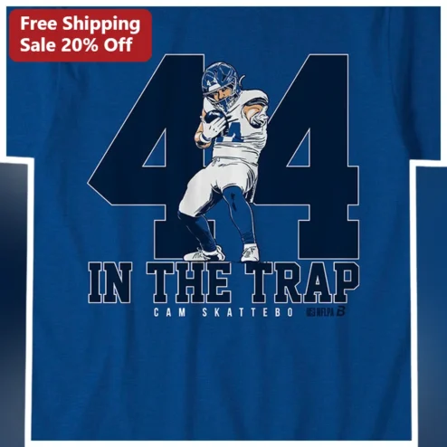 Cam Skattebo In The Trap 44 Football Player Graphic Tee for New York Giants Fans available at our Chicago, Illinois warehouse