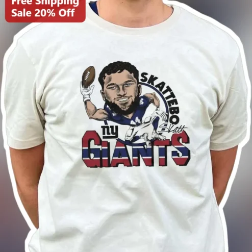 Cam Skattebo NY Giants Rookie Tee Daniel Jones Caricature NFL Fan Shirt