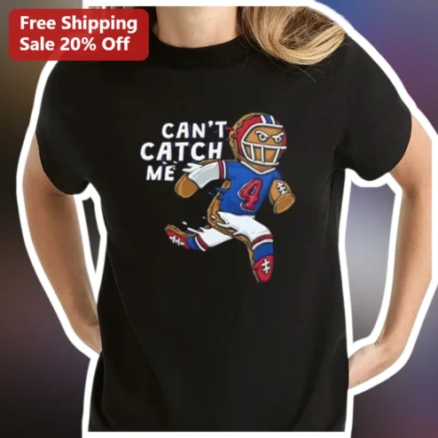 Can't Catch Me Gingerbread Football Player Tee Funny Holiday Sports Gift