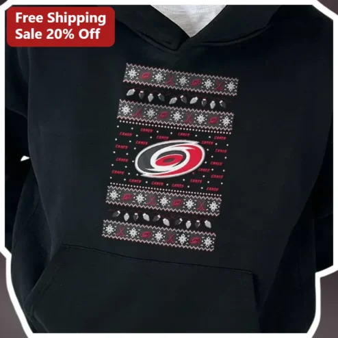 CANES Ugly Christmas Sweater Hoodie Carolina Hurricanes NHL Hockey Fan Gift