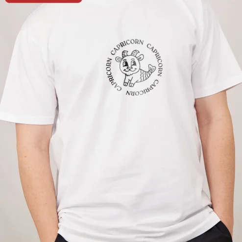 Capricorn Sea Goat Line Art Tee Cute Zodiac Horoscope Shirt for December January Birthday Gift
