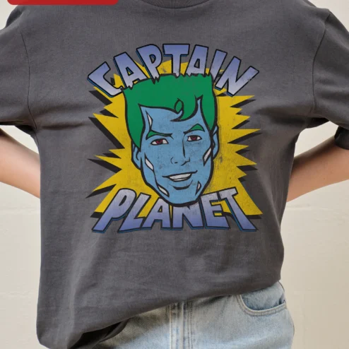 Captain Planet Retro Comic Book Graphic Tee for Men Women 90s Cartoon Nostalgia Gift