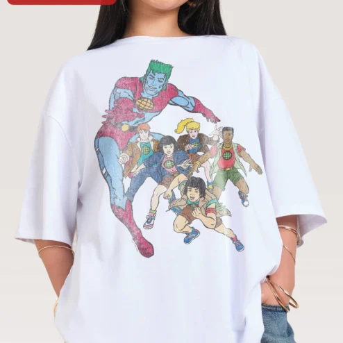 Captain Planet Tee Vintage 90s Cartoon Graphic T-Shirt for Men Women Retro Superhero Apparel