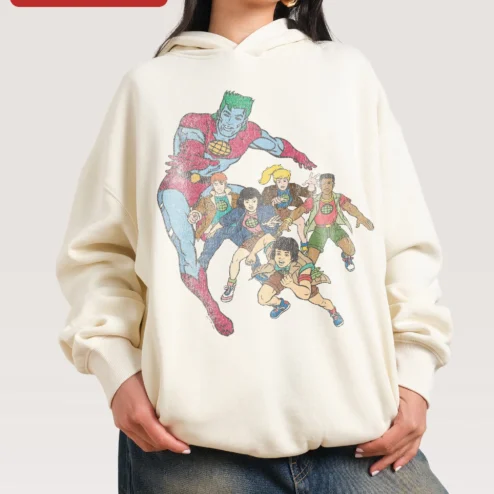 Captain Planet Vintage Comic Style Hoodie 90s Cartoon Retro Superhero Merch