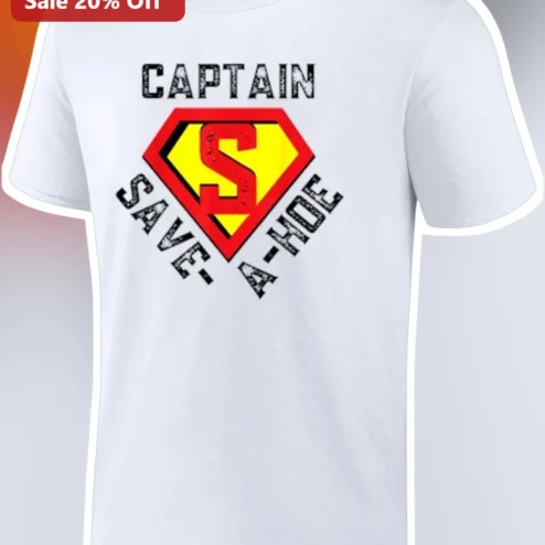 Captain Save-A-Hoe Superman Parody Graphic Tee Funny Farmer Gift