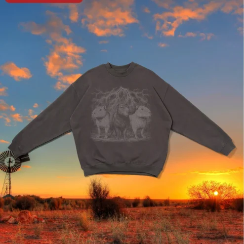 Capybara Lightning Storm Sweatshirt Men's Crewneck Pullover Dark Aesthetic Animal Lover Gift on a hanger, ready to ship from Chicago, Illinois