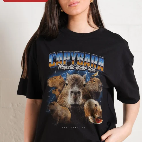 Capybara Majestic Water Rat Graphic Tee Funny Animal Lover Gift