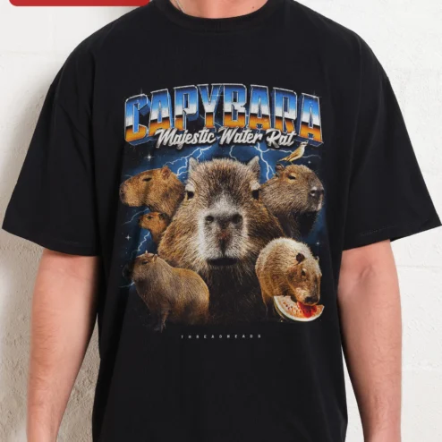 Capybara Majestic Water Rat Graphic Tee Funny Largest Rodent Shirt Gift for Animal Lovers