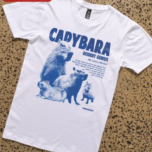 Customer in Chicago, Illinois wearing Capybara Rodent Genius Tee Funny Largest Living Rodent Graphic Shirt for Animal Lovers